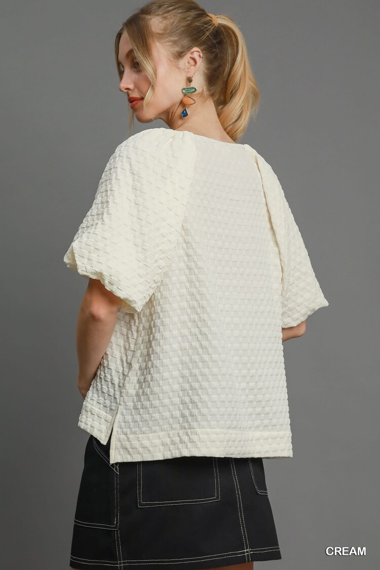 Umgee Jacquard Round Neck Top