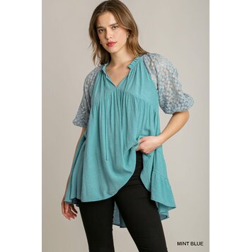 Umgee Front Tie V-Neck Tunic Top