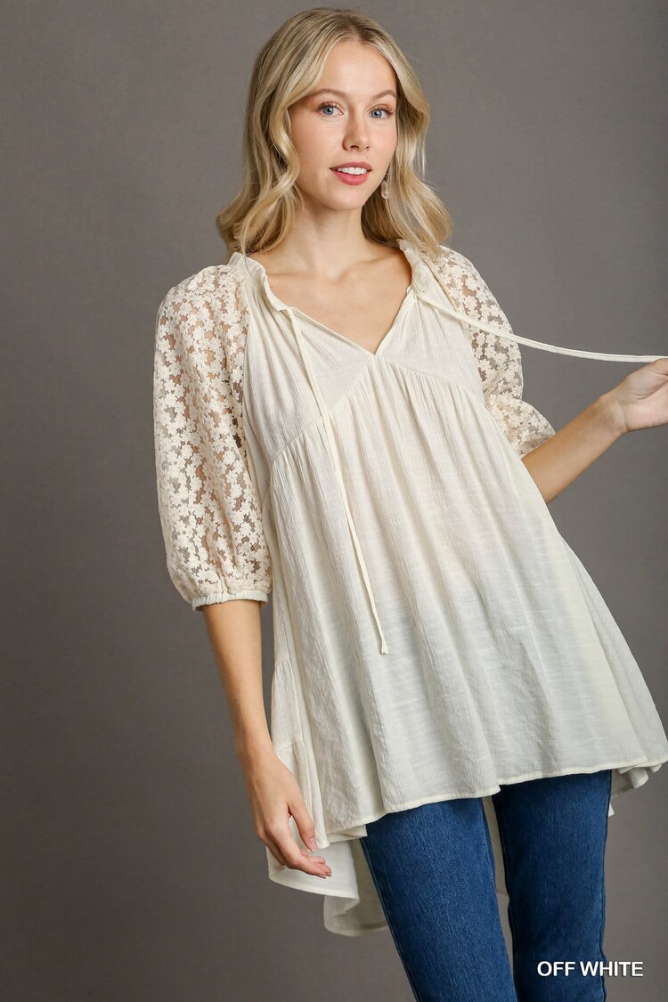 Umgee Front Tie V-Neck Tunic Top