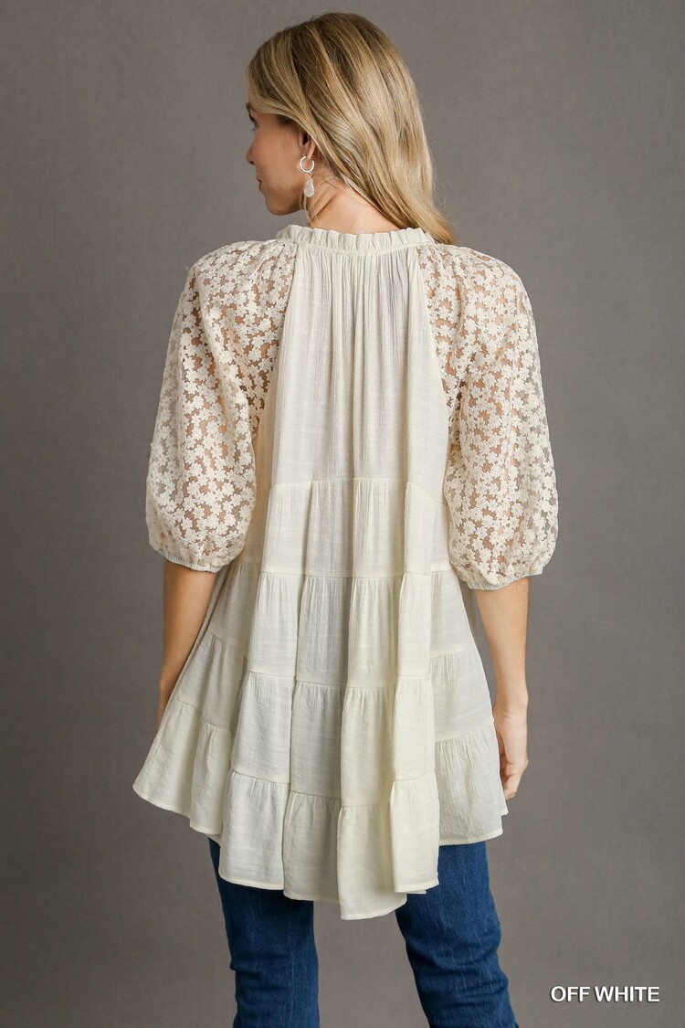 Umgee Front Tie V-Neck Tunic Top