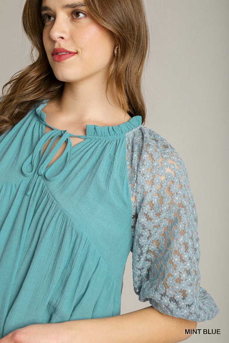 Umgee Front Tie V-Neck Tunic Top