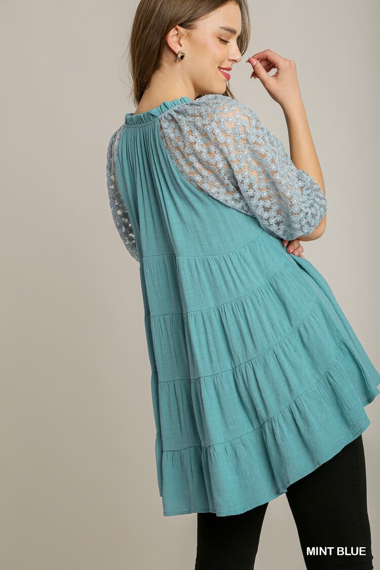 Umgee Front Tie V-Neck Tunic Top