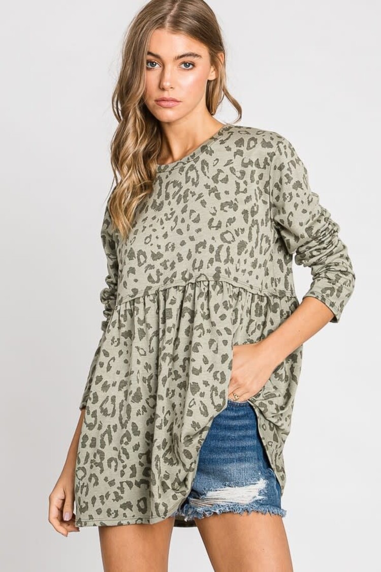 Animal Print Babydoll Top