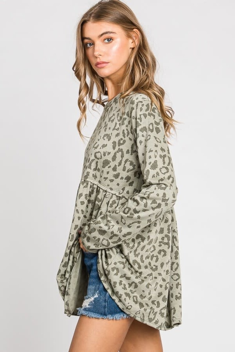 Animal Print Babydoll Top