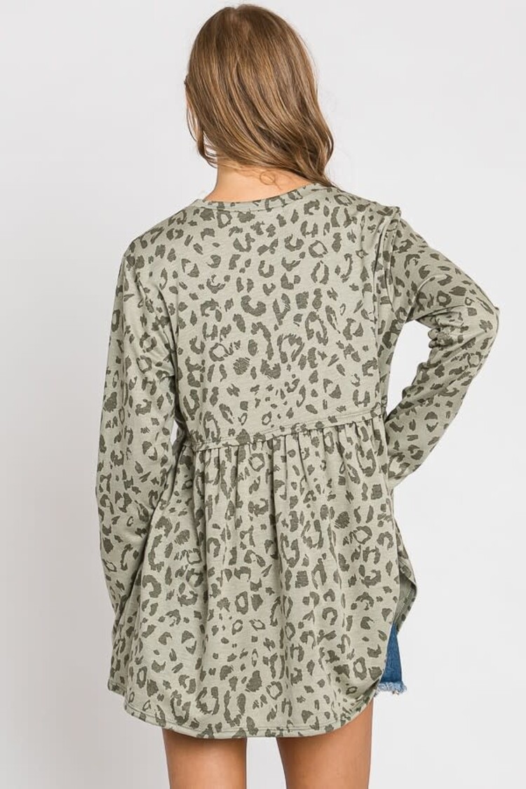 Animal Print Babydoll Top