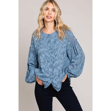 Fashion Go Lace Burnout Ruffle Detailed Sleeve Top