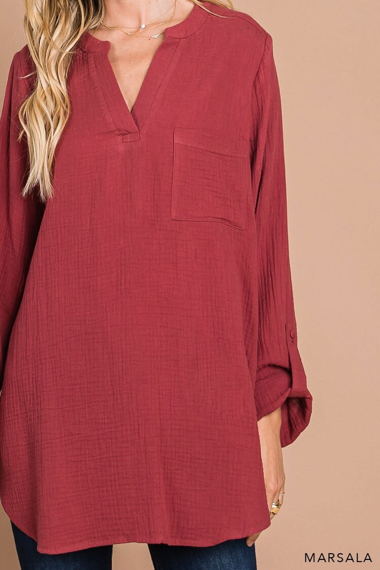 Fashion Go Cotton Gauze Pullover Casual Shirts