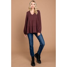 Fashion Go Washed Cotton Slub Tiered Top