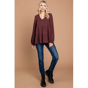 Fashion Go Washed Cotton Slub Tiered Top