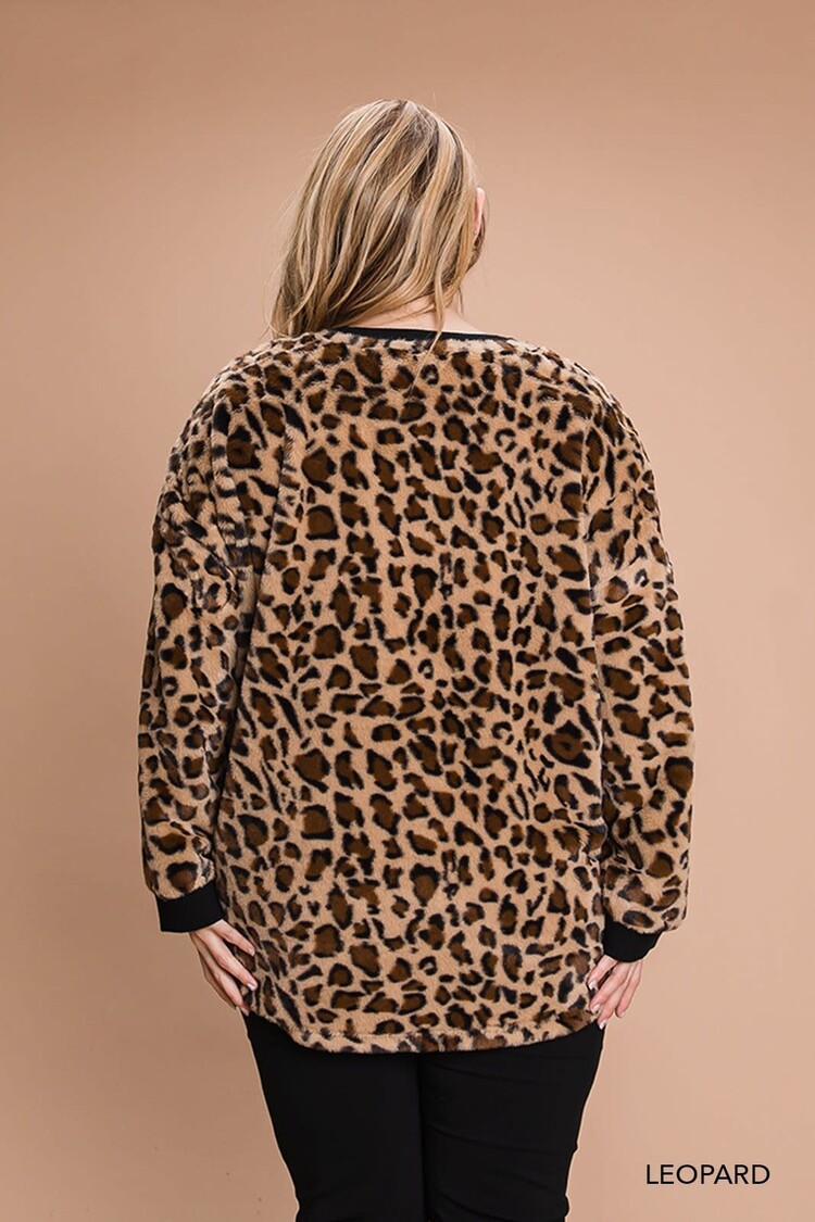 Fashion Go Animal Print Faux Fur Sweater Top