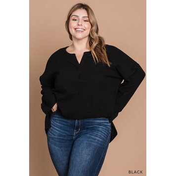 Washed Cotton Striped Casual Top