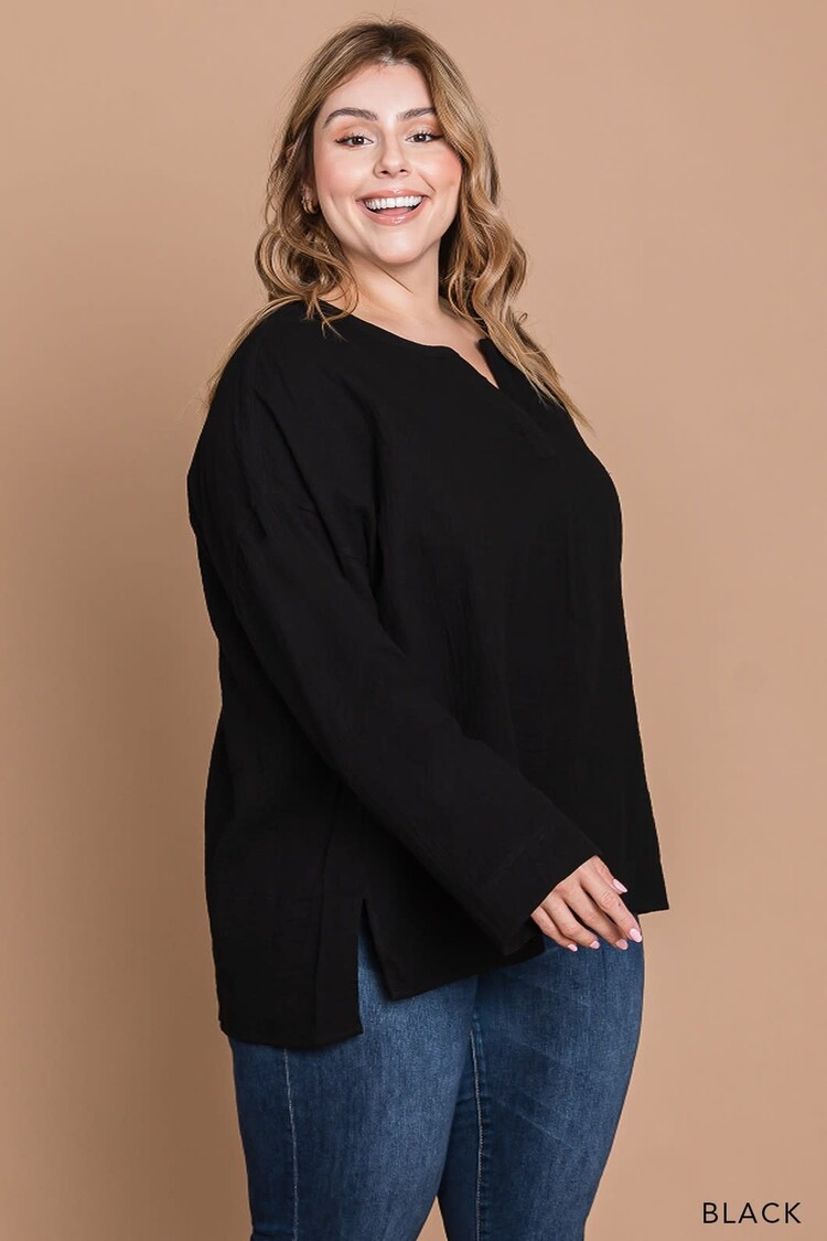 Washed Cotton Striped Casual Top