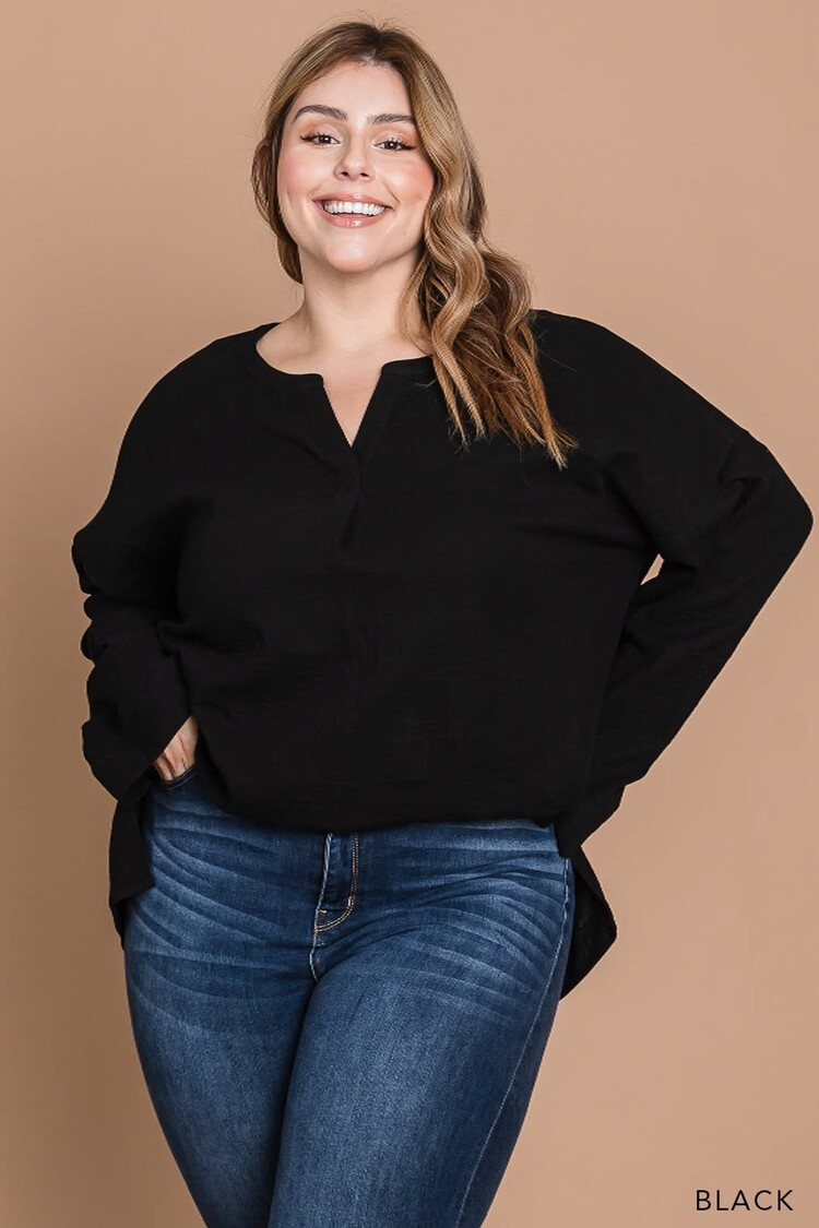 Washed Cotton Striped Casual Top