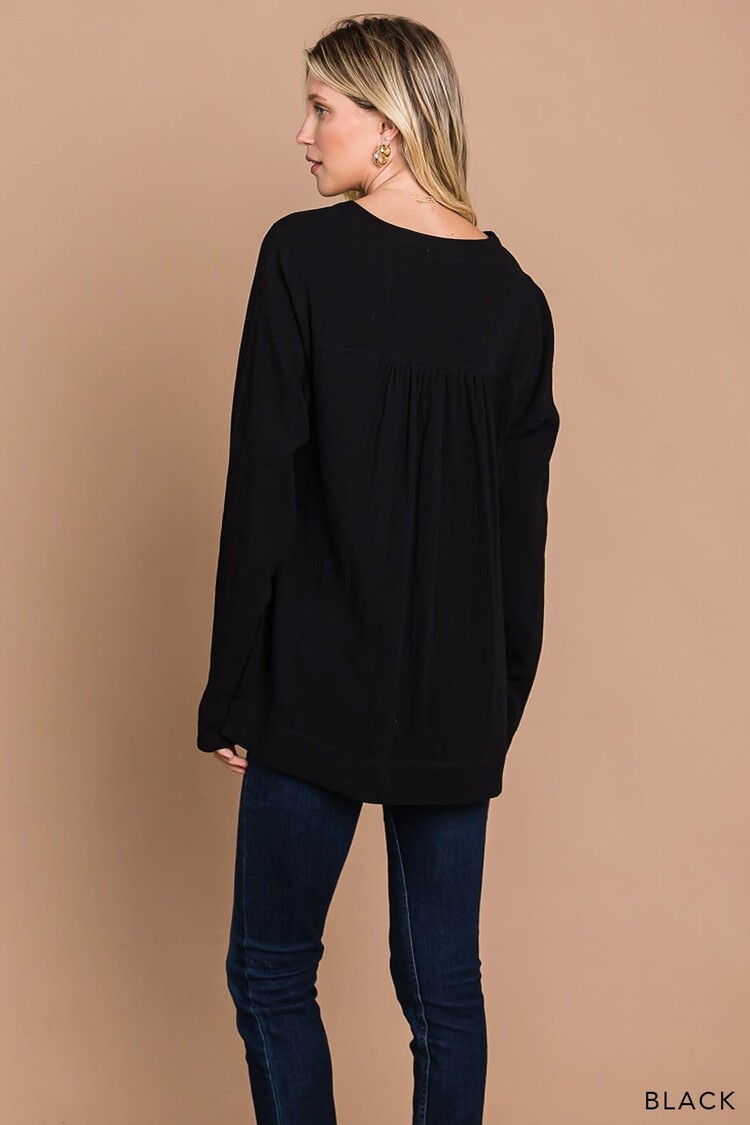 Fashion Go Cotton Gauze Pullover Long SleeveTop