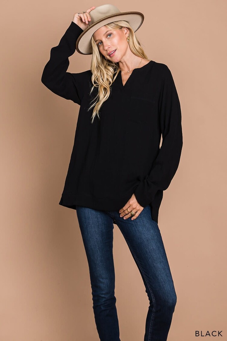 Fashion Go Cotton Gauze Pullover Long SleeveTop