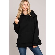 Fashion Go Faux Fur Linned Hood Pullover Top