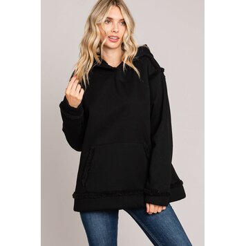 Faux Fur Linned Hood Pullover Top