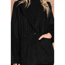 Fashion Go Faux Suede Tailor Jacket With Fringe Details
