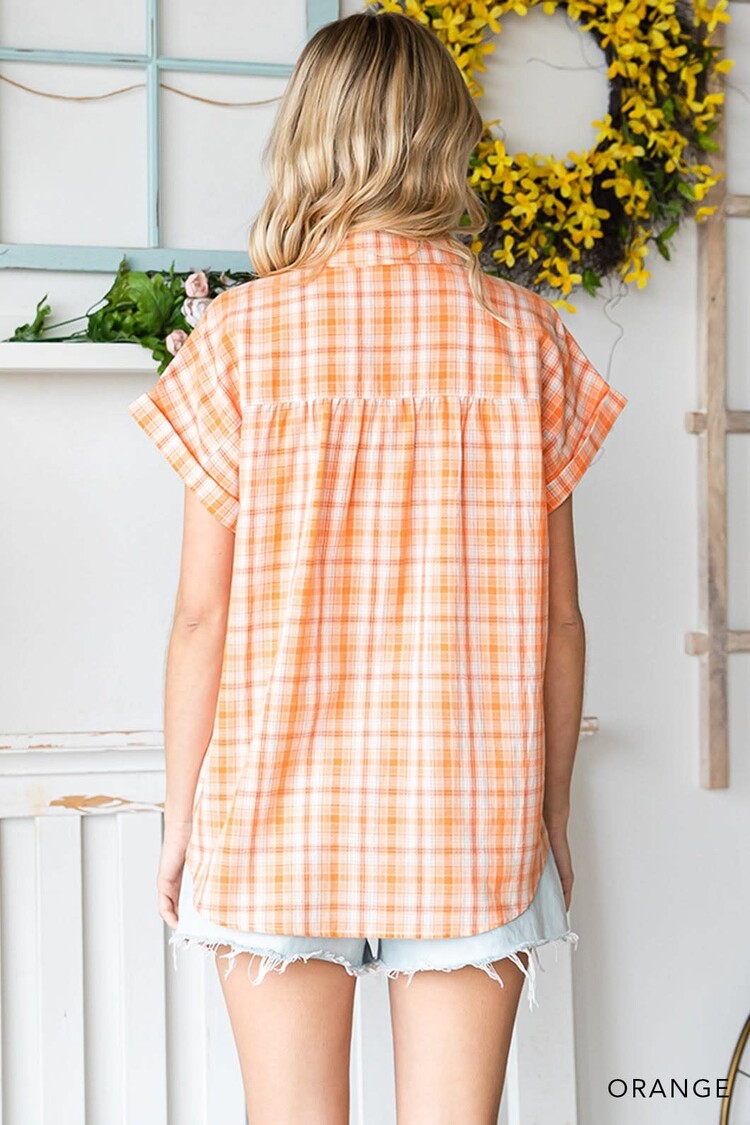 Fashion Go Cotton Yarn Dyed Checker Button Down Front Shirts