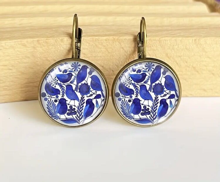 Many Birds Drop Earrings Blue