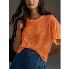 Orange Floral Print Tee