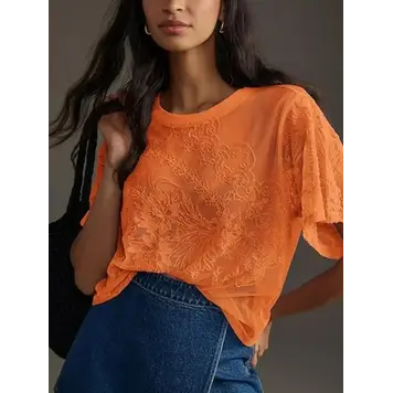 Orange Floral Print Tee