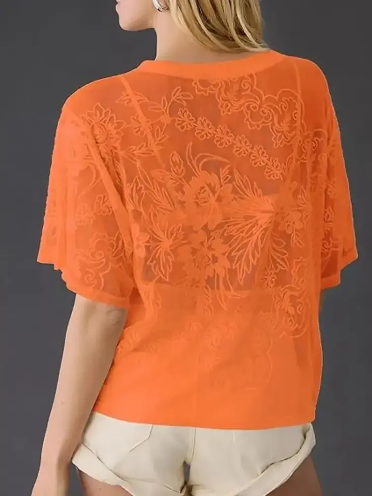 Orange Floral Print Tee