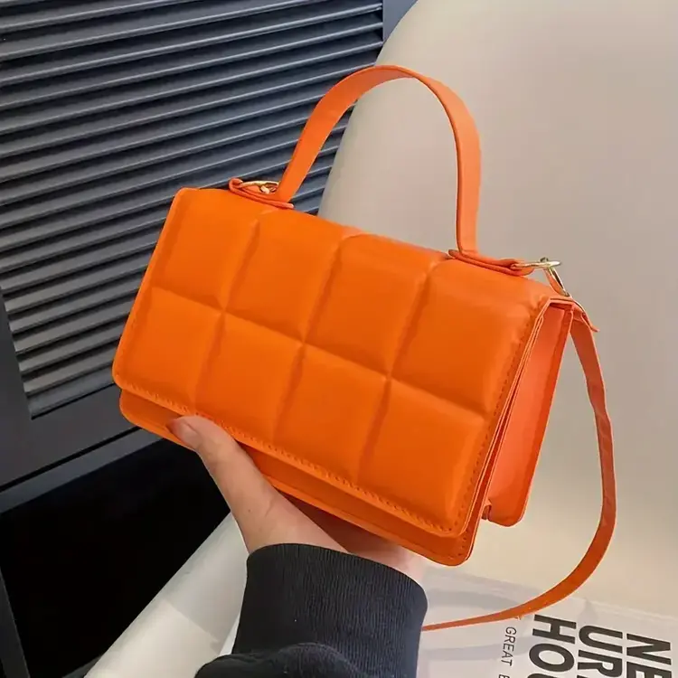 Stylish Orange Synthetic Leather Crossbody