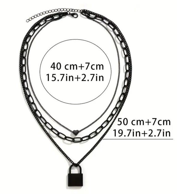Black lock heart Necklace