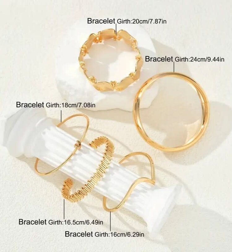 Gold Wave Knot  Bracelet Set