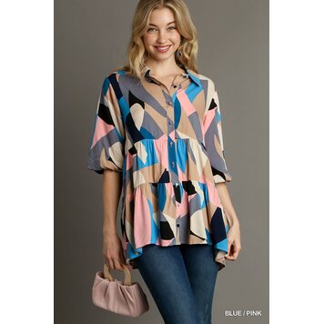 Umgee Button Down Collared Tunic Top