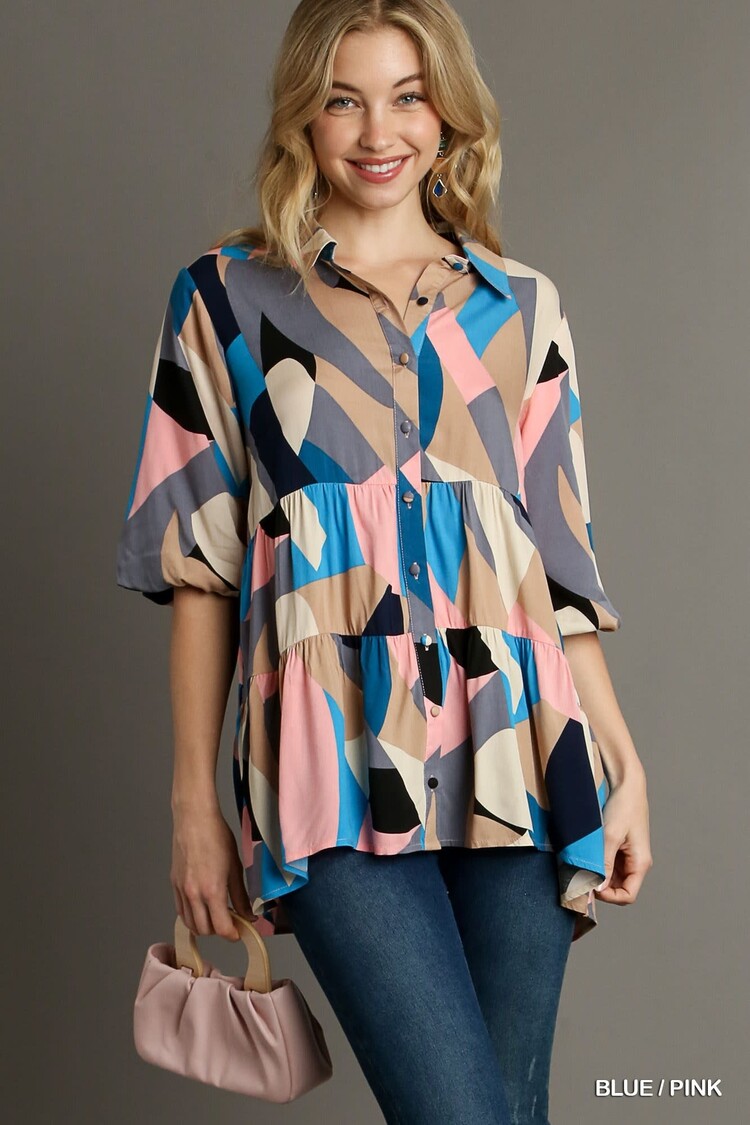 Umgee Button Down Collared Tunic Top
