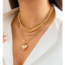 4 pcs Heart Pendant Necklace