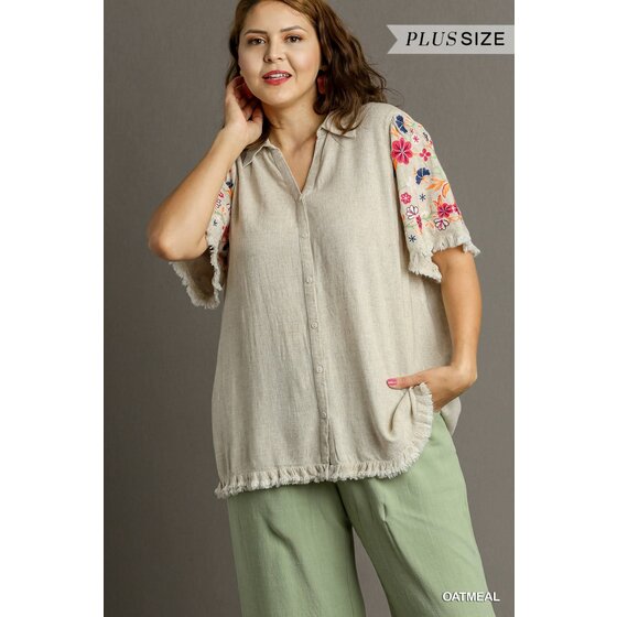 トップス acka embroidery frill blouse Women's Blouse Embroidered Lace Ruffle V Neck Top Bell