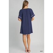Umgee Linen Peasant Mini Dress