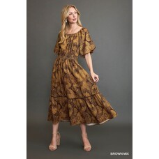 Umgee Around the Round Printed Midi Dress