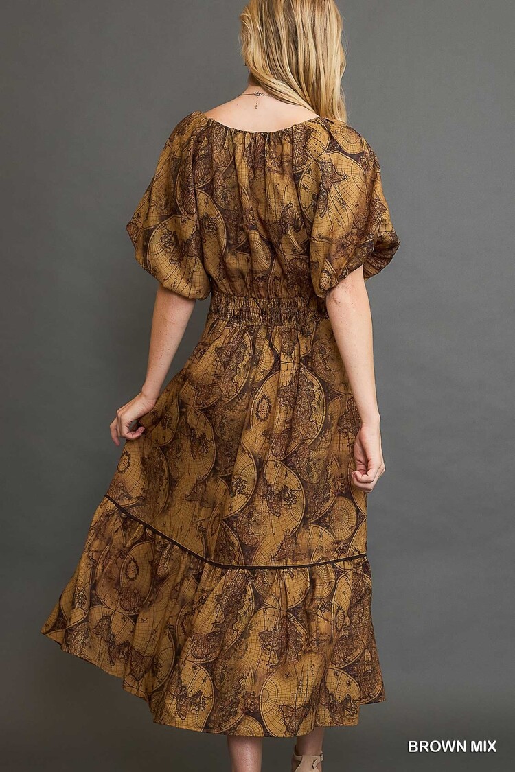 Umgee Around the Round Printed Midi Dress