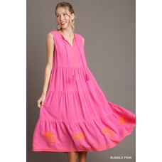 Umgee A-Line Maxi Dress with Embroidery Detail