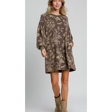 Umgee Washed French Terry Dress Ash Olive