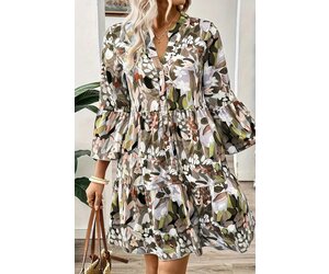 white and brown floral dress " Skylar " Floral Dress ( Brown )
