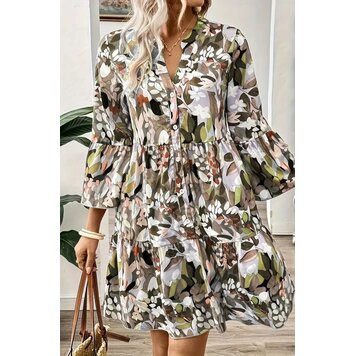 Brown & White floral Dress