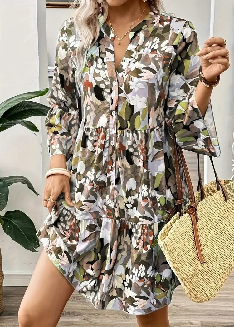 Brown & White floral Dress