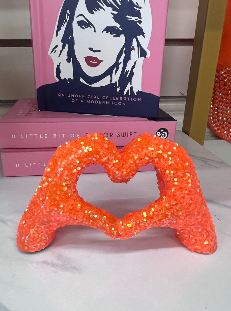 Mini Taylor Heart Hands Orange Glitter