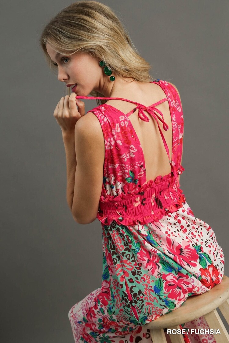 Umgee Medium Tie Back Sleeveless Maxi Dress