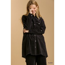 Umgee Non-stretch Denim Black Top