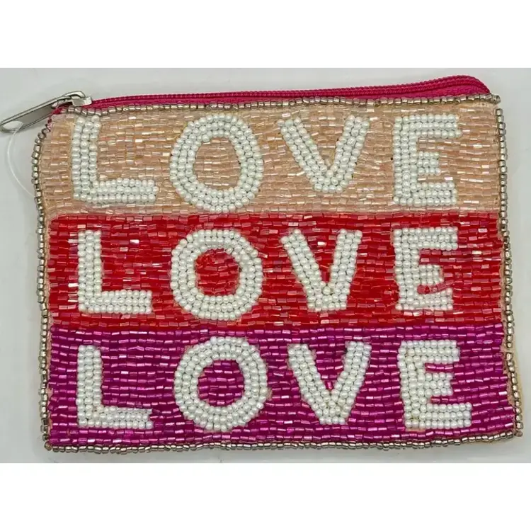 Pizzazz Triple Love Beaded Mini Pouch