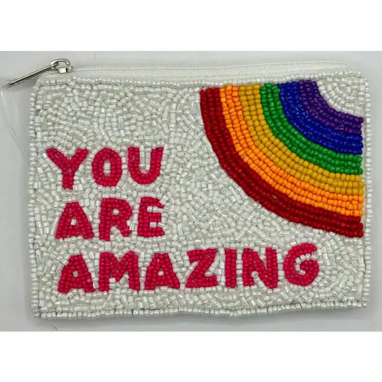 Pizzazz You Are Amazing Rainbow Beaded Mini Pouch