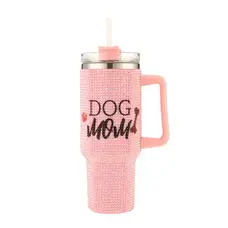 Nima Accessories Blinged Out Dog Mom Themed Pink Tumbler