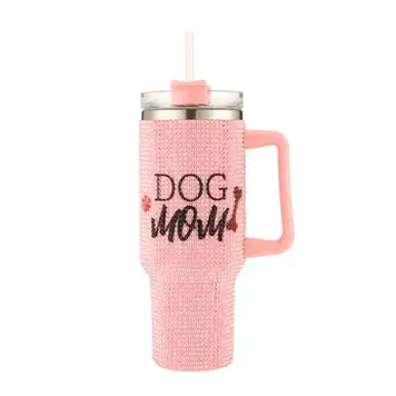 Nima Accessories Blinged Out Dog Mom Themed Pink Tumbler