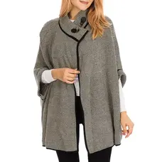 Cap Zone Monochrome Mini Pattern Single Hooked Cape Coat Khaki